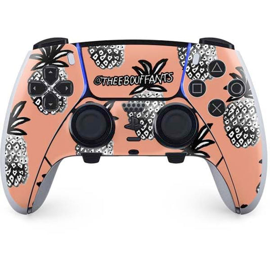 Skinit Decal Gaming Skin Compatible with PS5 DualSense Edge Pro Controller - Officially Licensed Bouffants and Broken Hearts Gray Scale Pineapple Design