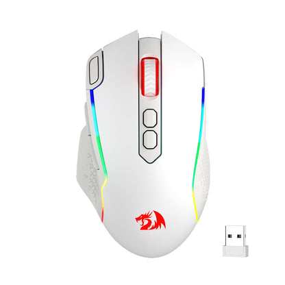 Redragon M810 Pro Wireless Gaming Mouse, 10000 DPI, 8 Macro Buttons, RGB Backlit, White