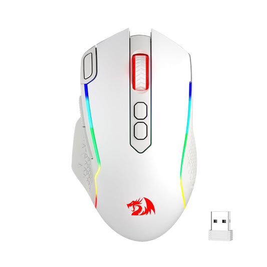 Redragon M810 Pro Wireless Gaming Mouse, 10000 DPI, 8 Macro Buttons, RGB Backlit, White