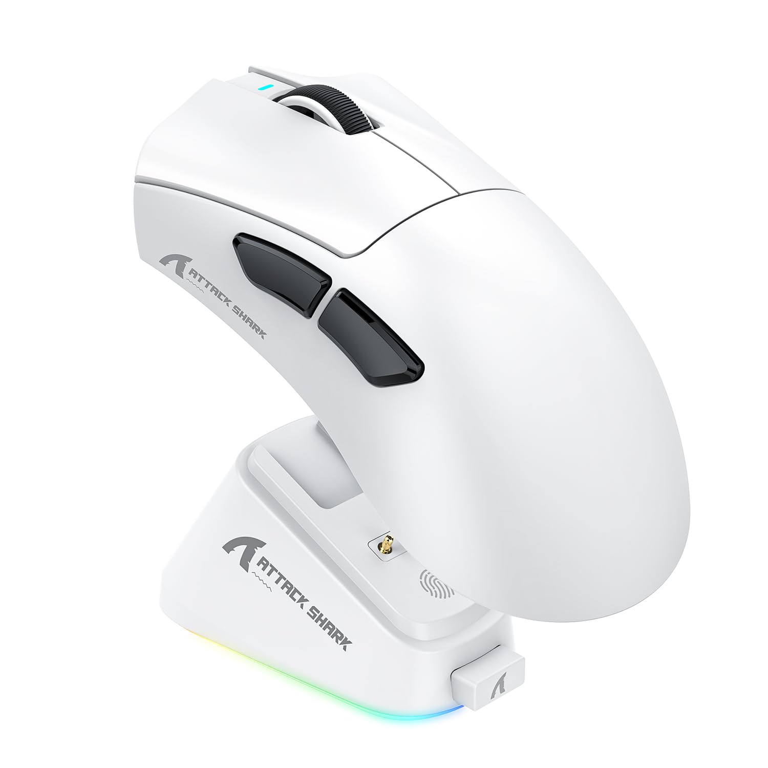 ATTACK SHARK V3 PRO Wireless Esports Gaming Mouse with Magnetic Charging Dock:62g Lightweight-1K Polling-25K DPI-PAW3311 Sensor Wired/BT/2.4Ghz Programmable BK52820 IC for PC Mac Laptop Gamer(White)