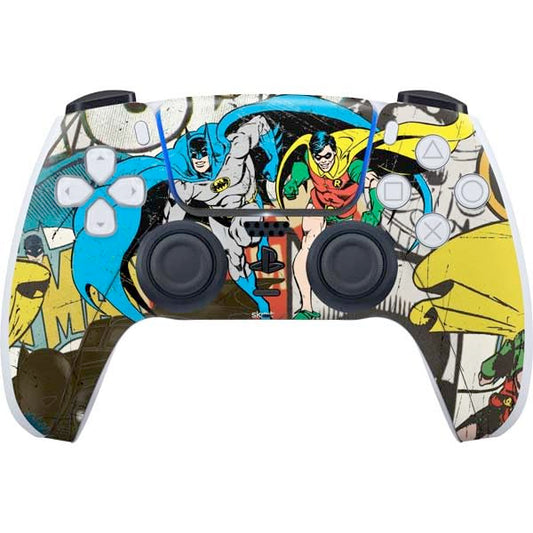 Skinit Decal Gaming Skin Compatible with PS5 Controller - Officially Licensed DC Comics Batman and Robin Vintage Action Pose Design