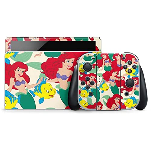 Skinit Decal Gaming Skin Compatible with Nintendo Switch OLED (2021) - Officially Licensed Disney The Little Mermaid Ariel and Flounder Pattern Design