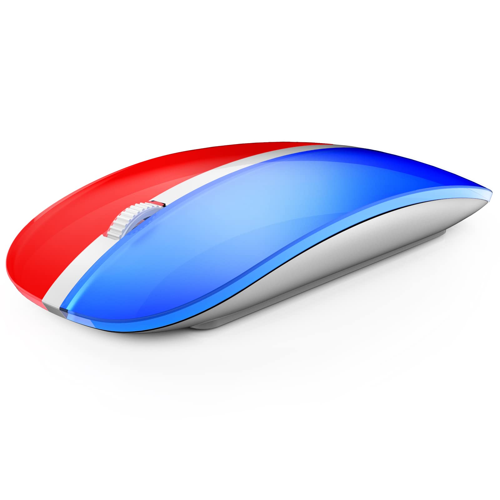 J JOYACCESS Magic Wireless Mouse - 2.4G Slim Rechargeable, Silent, 5-Speed DPI, Portable USB, Red & Blue
