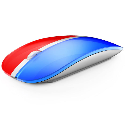 J JOYACCESS Magic Wireless Mouse - 2.4G Slim Rechargeable, Silent, 5-Speed DPI, Portable USB, Red & Blue