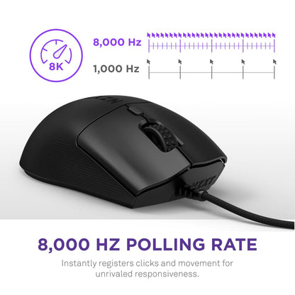 NZXT Lift 2 Ergo Wired Gaming Mouse - 61g, 26K DPI, 8K Polling Rate, Optical Switches, Black, Model MS-001NB-01