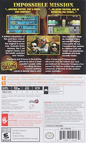 Play It Impossible Mission Game for Nintendo Switch - Model HAC-P-AMLQA