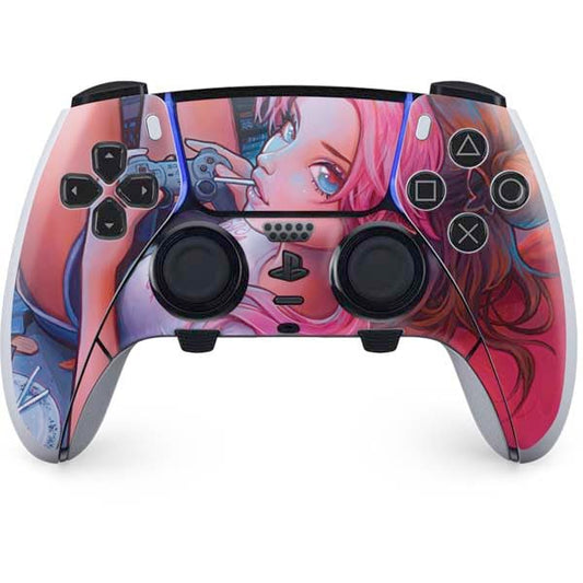 Skinit Decal Gaming Skin Compatible with PS5 DualSense Edge Pro Controller - Officially Licensed Pink Hair Anime Gamer Girl by Ivy Dolamore Design