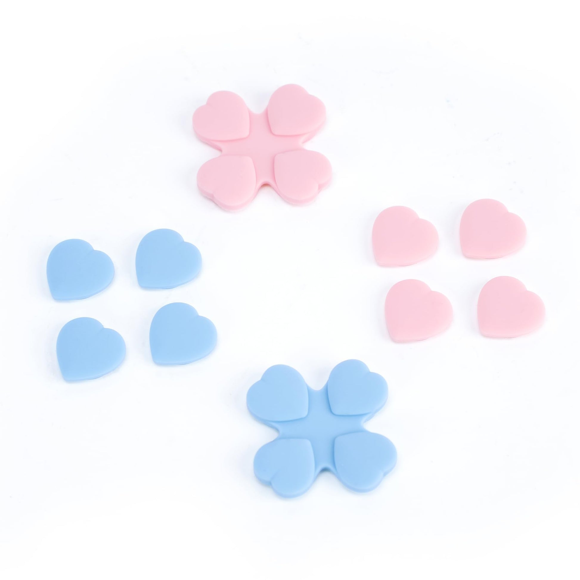 GeekShare Silicone Cross D-Pad Button Caps Set Heart Shape Joystick Cover - ABXY Key Buttons Sticker Compatible with Switch/OLED Joy-Con - Pink & Blue