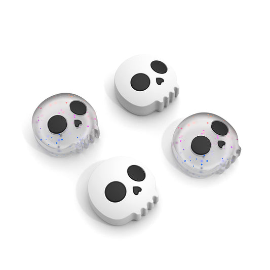 Halloween Thumb Grip Caps for Nintendo Switch Joy-Con  Cute Silicone Joystick Cap Covers Accessories Compatible with Nintendo Switch/OLED/Lite Joycon  4PCS Skull