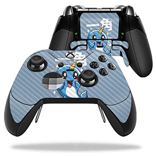 MightySkins Carbon Fiber Skin for Microsoft Xbox One Elite Controller - Narwhal Kawaii | Protective  Durable Textured Carbon Fiber Finish | Easy to Apply  Remove  and Change Styles | Made in The USA