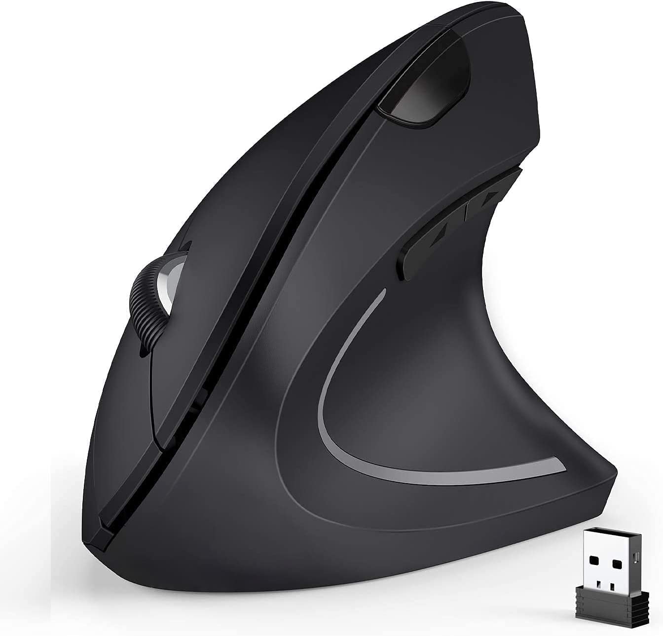 BeWishes Ergonomic Mouse  2.4G Optical Wireless Vertical Mouse with 6 Buttons - 3 Adjustable DPI 800/1200/1600 for Laptop  PC  Computer  Desktop  Notebook etc  Specially for Right-handers
