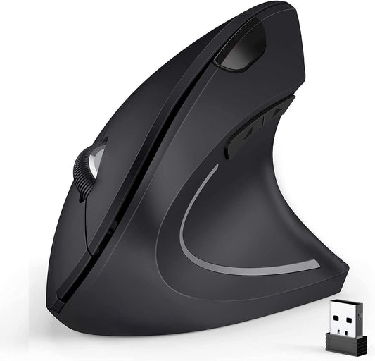 BeWishes Ergonomic Mouse  2.4G Optical Wireless Vertical Mouse with 6 Buttons - 3 Adjustable DPI 800/1200/1600 for Laptop  PC  Computer  Desktop  Notebook etc  Specially for Right-handers