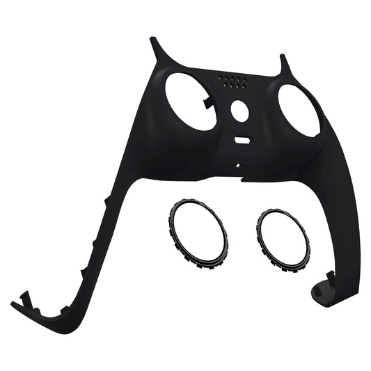 eXtremeRate Black Decorative Trim Shell Compatible with p s 5 Controller  Soft Touch DIY Replacement Clip Shell  Custom Plates Cover Compatible with p s 5 Controller with Accent Rings