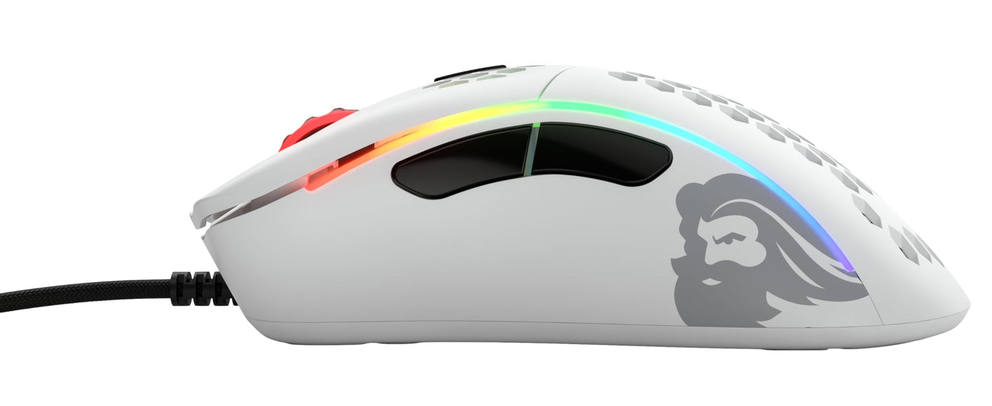Glorious Model D Gaming Mouse - Wired, Ergonomic, 12000 DPI, Small, Matte White, 6 Programmable Buttons, Genuine Product
