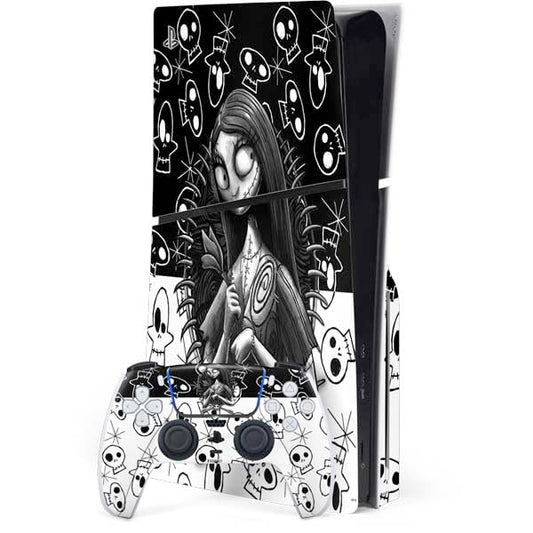 Skinit Decal Gaming Skin Compatible with PS5 Slim Disk Bundle - Officially Licensed Disney The Nightmare Before Christmas Sally Art Design