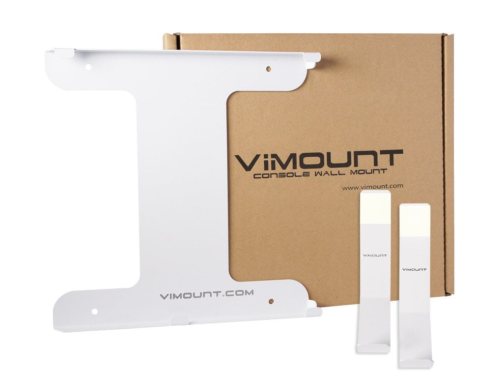 ViMount Wall Mount Metal Holder Compatible with PlayStation 4 PS4 Pro Version with 2X Controllers Wall Mount in White Color