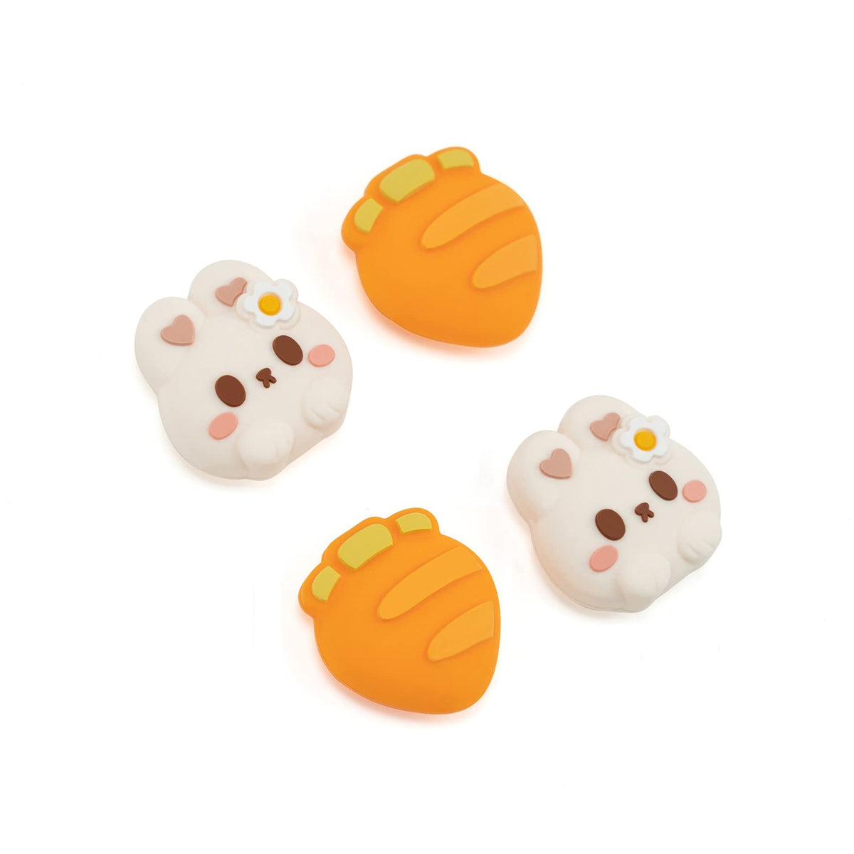 GeekShare Cute Silicone Joycon Thumb Grip Caps  Joystick Cover Compatible with Nintendo Switch/OLED/Switch Lite  4PCS - Rabbit & Carrot