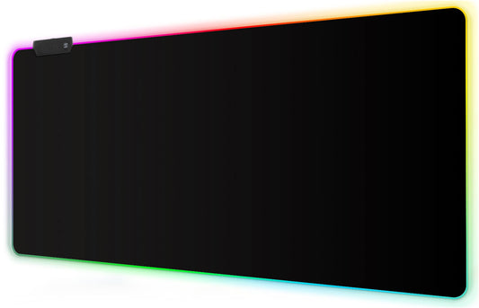 Meffort Inc RGB Gaming Mouse Pad - Extra Large XXL LED Gaming Mouse Mat with Custom Design Stitched Edges (35.4 x 15.7 Inch  Black)