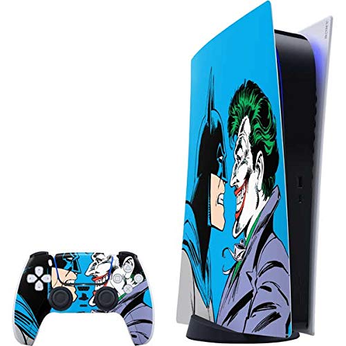 Skinit Decal Gaming Skin Compatible with PS5 Digital Edition Bundle - Officially Licensed DC Comics The Joker vs Batman Vintage Art Design