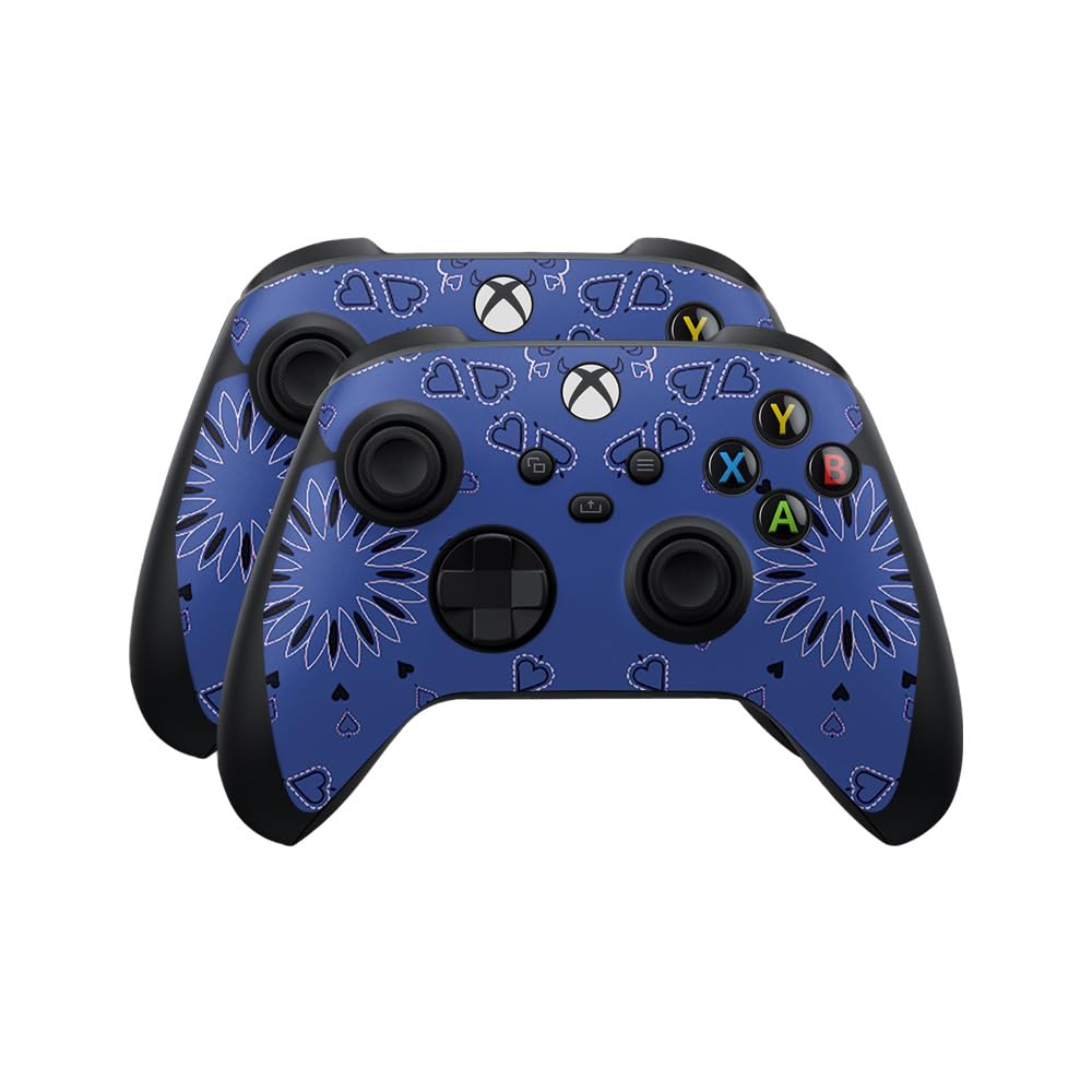 Skin Compatible with Microsoft Xbox Series X|S Controller (2 Pack) - Blue Bandana - Premium 3M Vinyl Protective Wrap Decal Cover - Easy to Apply | Crafted in The USA by MightySkins