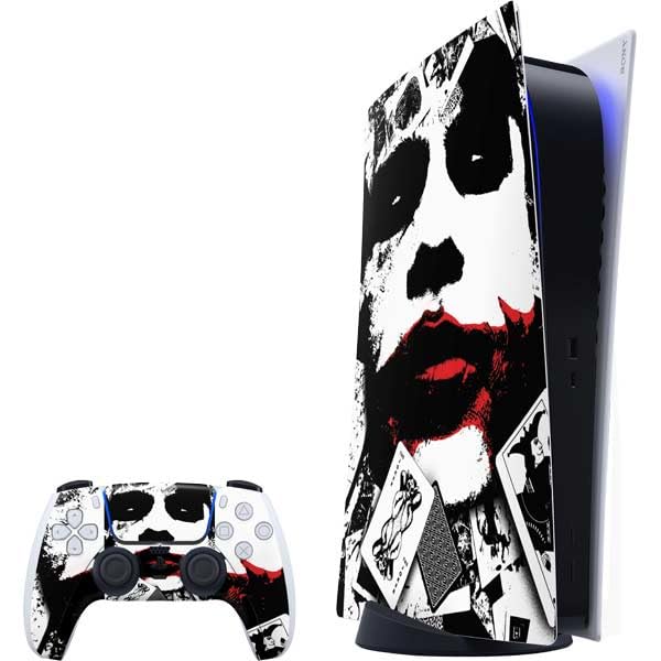 Skinit Decal Gaming Skin Compatible with PS5 Bundle - Officially Licensed DC Comics The Joker Dark Knight Poster Art Design