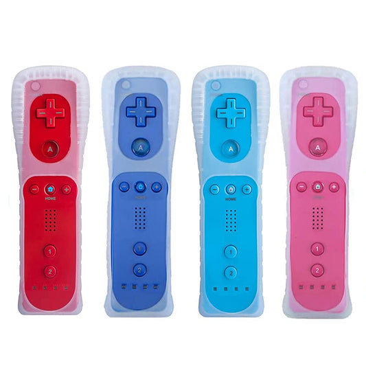 Tevodo Wii Remote Controller - 4 Pack Wireless Controllers Compatible with Wii/Wii U - Red, Blue, Pink, Deep Blue