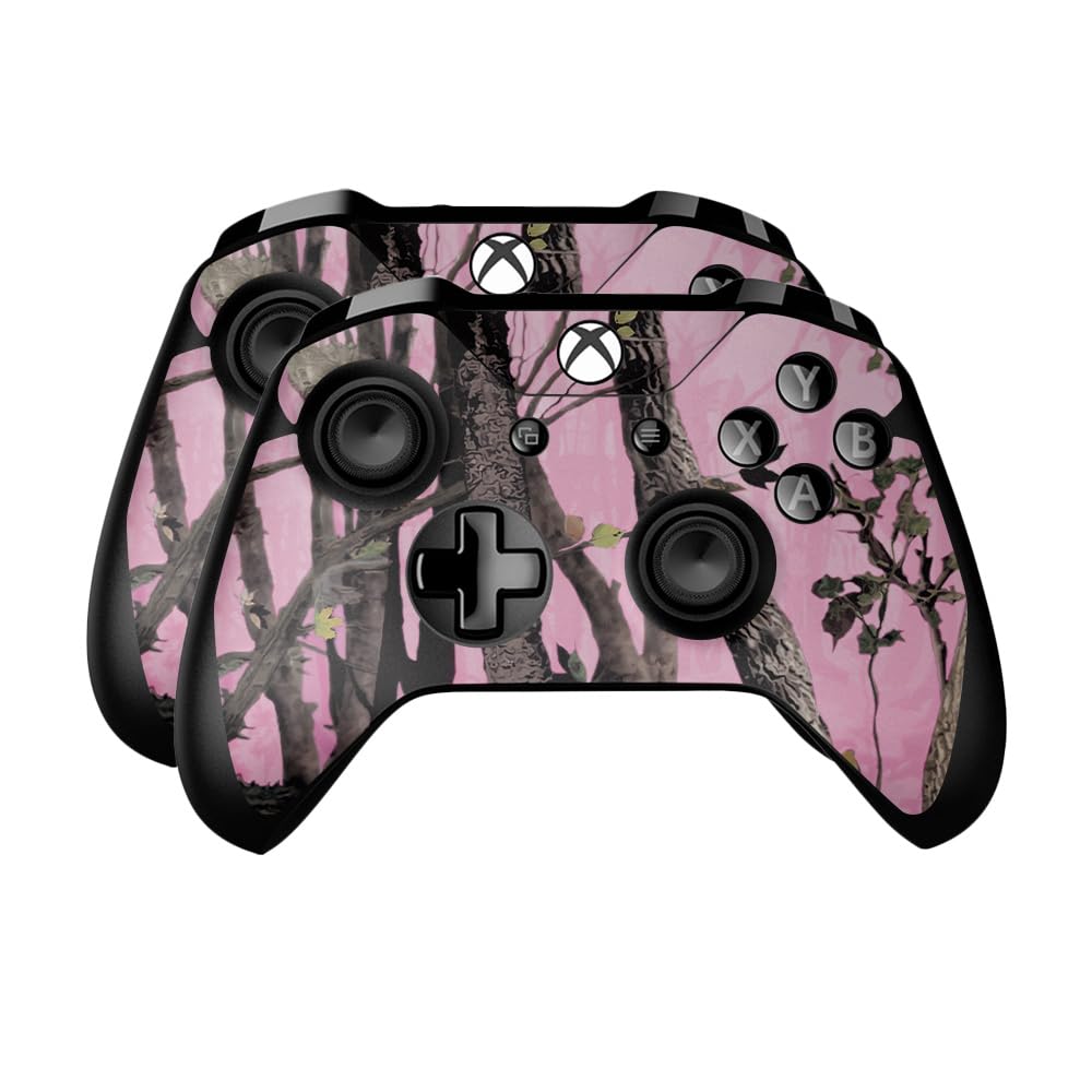 Skin Compatible with Microsoft Xbox One Controller (2 Pack) - Pink Tree Camo - Premium 3M Vinyl Protective Wrap Decal Cover - Easy to Apply | Crafted in The USA by MightySkins