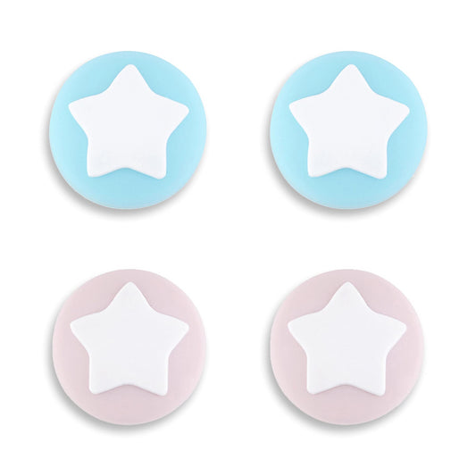 eXtremeRate PlayVital Star Design Cute Switch Thumb Grip Caps  Cherry Blossoms Pink & Heaven Blue Joystick Caps for Nintendo Switch Lite  Silicone Analog Cover Thumbstick Grips for Switch OLED Joycon