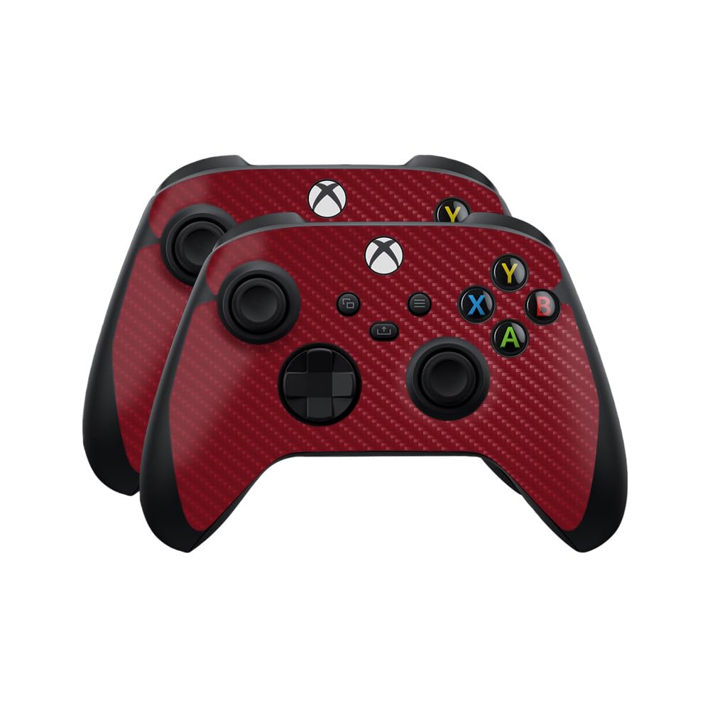 Carbon Fiber Skin Compatible with Microsoft Xbox Series X|S Controller (2 Pack) - Solid Burgundy - Premium 3M Vinyl Protective Wrap Decal Cover - Easy to Apply | Crafted in The USA by MightySkins