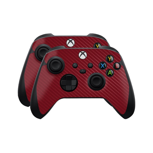 Carbon Fiber Skin Compatible with Microsoft Xbox Series X|S Controller (2 Pack) - Solid Burgundy - Premium 3M Vinyl Protective Wrap Decal Cover - Easy to Apply | Crafted in The USA by MightySkins
