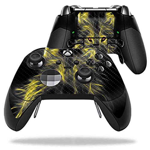 MightySkins Carbon Fiber Skin for Microsoft Xbox One Elite Controller - Neon Wolf | Protective  Durable Textured Carbon Fiber Finish | Easy to Apply  Remove  and Change Styles | Made in The USA