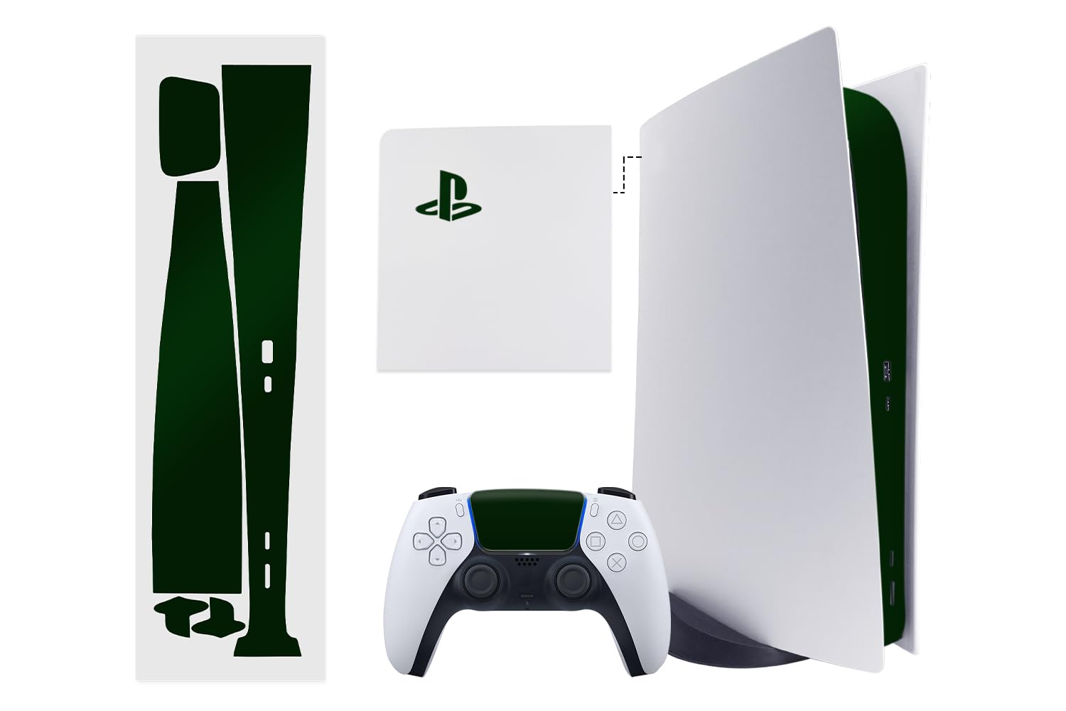 TALONGAMES PS5 Console Skin  Disk Version Host Middle Strip Sticker  Console Center Part Protection Strip Film  PS5 Middle Sticker Accessories Durable Scratch Resistant (Dark Green)