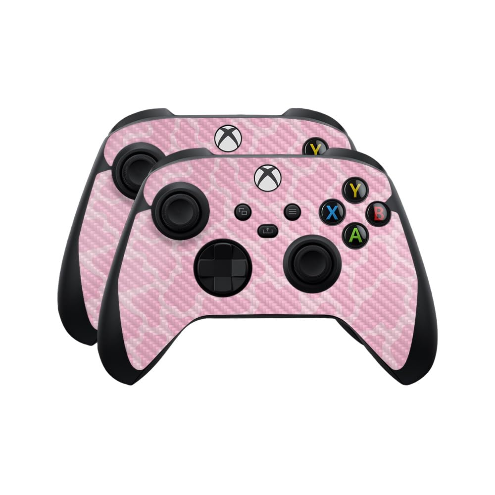 Carbon Fiber Skin Compatible with Microsoft Xbox Series X|S Controller (2 Pack) - Pink Giraffe - Premium 3M Vinyl Protective Wrap Decal Cover - Easy to Apply | Crafted in The USA by MightySkins