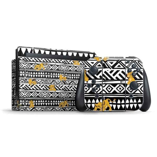 Skinit Decal Gaming Skin Compatible with Nintendo Switch Bundle - Officially Licensed Disney The Lion King Simba Tribal Print Design