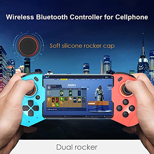 Megadream Mobile Gaming Controller - Wireless Gamepad for iPhone, Android, PC - Red+Blue - 18+ Hour Battery Life