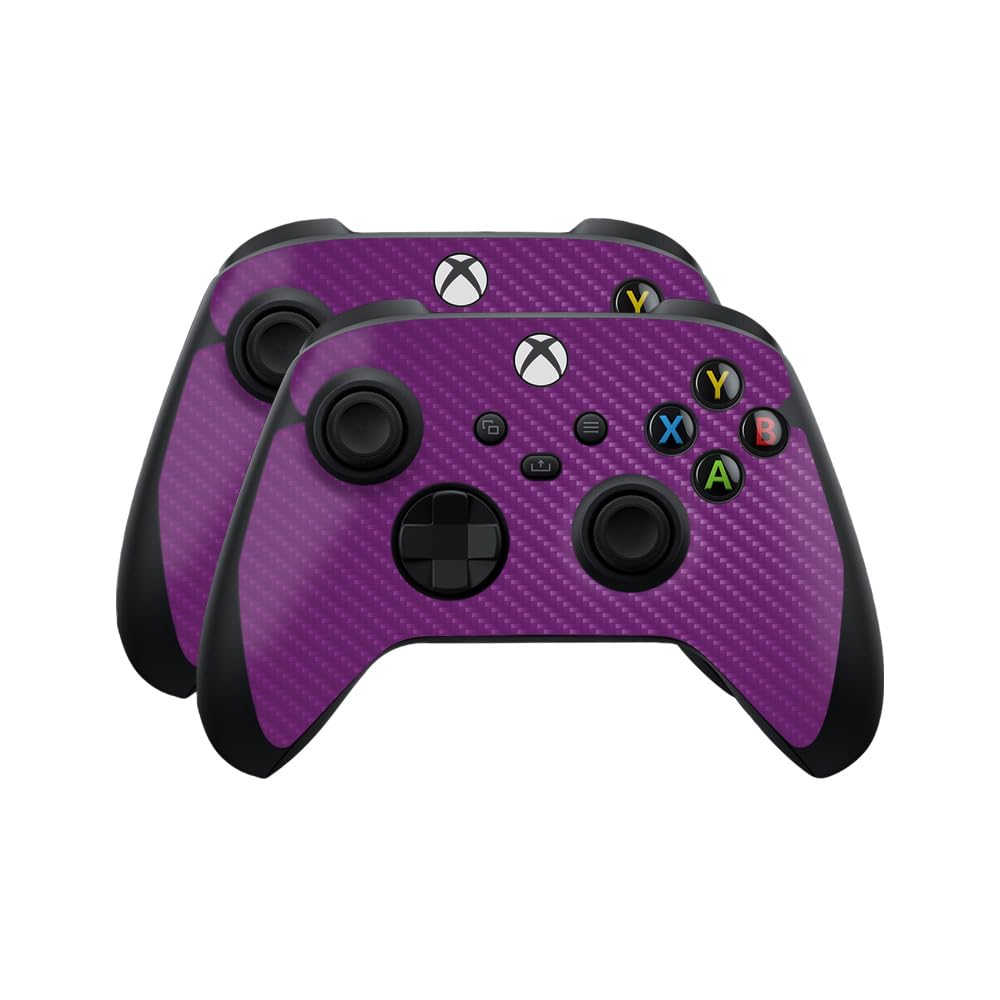 Carbon Fiber Skin Compatible with Microsoft Xbox Series X|S Controller (2 Pack) - Solid Purple - Premium 3M Vinyl Protective Wrap Decal Cover - Easy to Apply | Crafted in The USA by MightySkins
