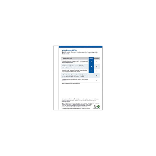 Microsoft Visio 2019 Standard for Windows 10 - Box Pack - 1 PC - Medialess - Model D86-05829