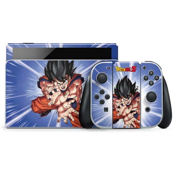 Skinit Decal Gaming Skin Compatible with Nintendo Switch OLED (2021) - Officially Licensed Dragon Ball Z Goku Kamehameha Blast Design
