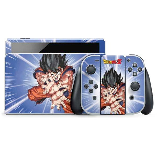 Skinit Decal Gaming Skin Compatible with Nintendo Switch OLED (2021) - Officially Licensed Dragon Ball Z Goku Kamehameha Blast Design