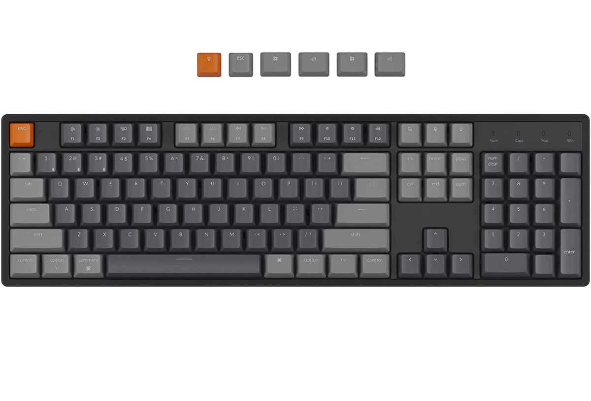 Keychron K10 RGB Full Size Layout Hot-Swappable Mechanical Keyboard for Mac Windows  Multitasking 104-Key Bluetooth Wireless/USB Wired Gaming Keyboard with Gateron G Pro Red Switch Aluminum Frame