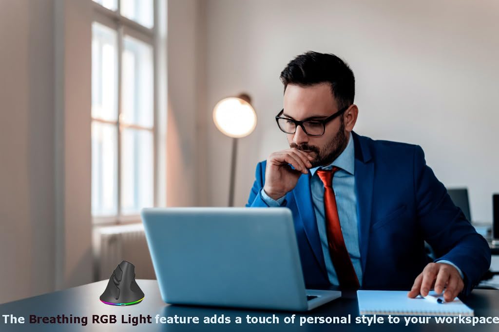 SHARE SUNSHINE Wireless Mouse - Bluetooth, Rechargeable, Ergonomic, Black, Dual Mode for PC, Laptop, Mac, iPad Pro