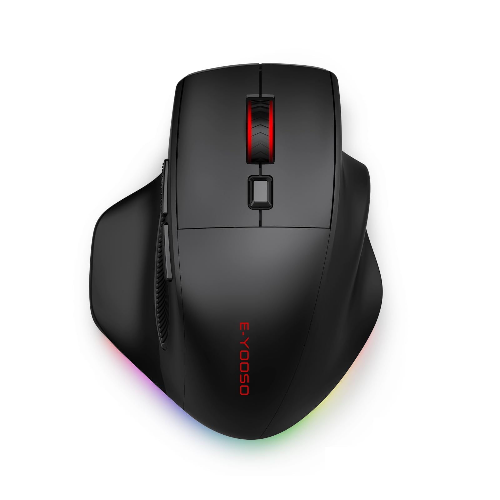 E-YOOSO Ergonomic Wireless Gaming Mouse for Big Hands, Tri-Modes 2.4Ghz/Bluetooth/Wired Rechargeable RGB Backlit Mouse with 2 Si