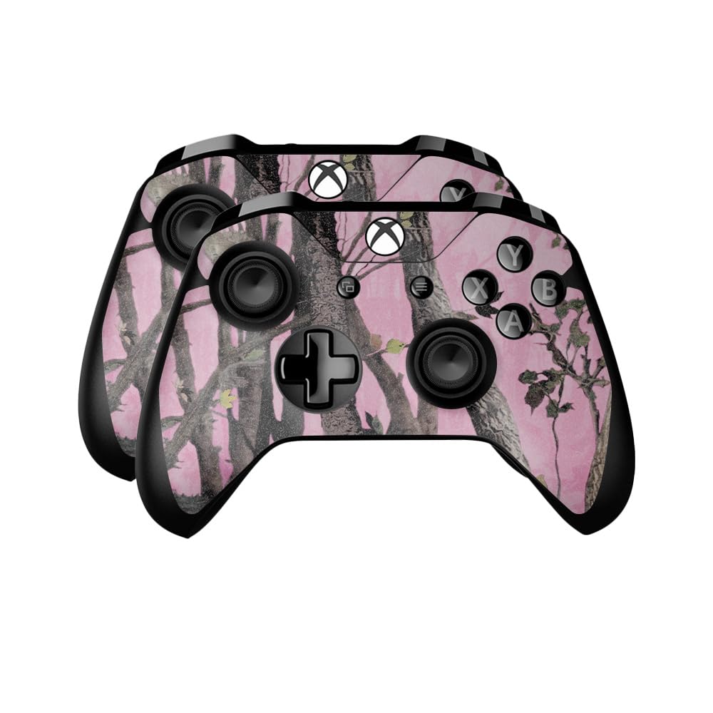 Glossy Glitter Skin Compatible with Microsoft Xbox One Controller (2 Pack) - Pink Tree Camo - Premium 3M Vinyl Protective Wrap Decal Cover - Easy to Apply | Crafted in The USA by MightySkins