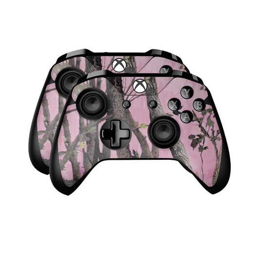 Glossy Glitter Skin Compatible with Microsoft Xbox One Controller (2 Pack) - Pink Tree Camo - Premium 3M Vinyl Protective Wrap Decal Cover - Easy to Apply | Crafted in The USA by MightySkins