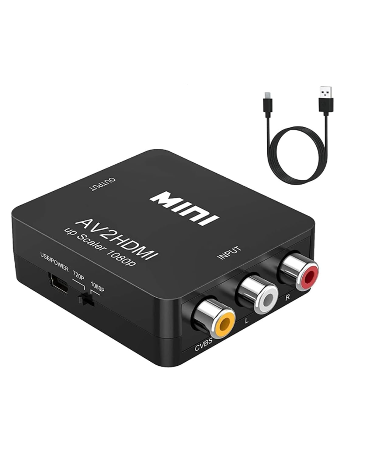 ABLEWE RCA to HDMI AV to HDMI Converter  1080P Mini RCA Composite CVBS Video Audio Converter Adapter Supporting PAL/NTSC for TV/PC/ PS3/ STB/Xbox VHS/VCR/Blue-Ray DVD Players