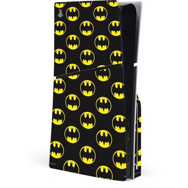 Skinit Decal Gaming Skin Compatible with PS5 Slim Disk Console - Officially Licensed DC Comics Batman Logo All Over Print Design