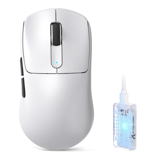 ATTACK SHARK V5 Wireless Gaming Mouse - 42000 DPI, Ultra-Lightweight, Wired/BT/2.4GHz, White