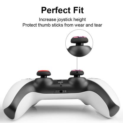 Gabxy Thumb Grip Caps for Nintendo Switch Pro Controller, PS5/4, Xbox Series X/S - Silicone Joystick Covers, 4pcs Red/Blue/Gray/Purple
