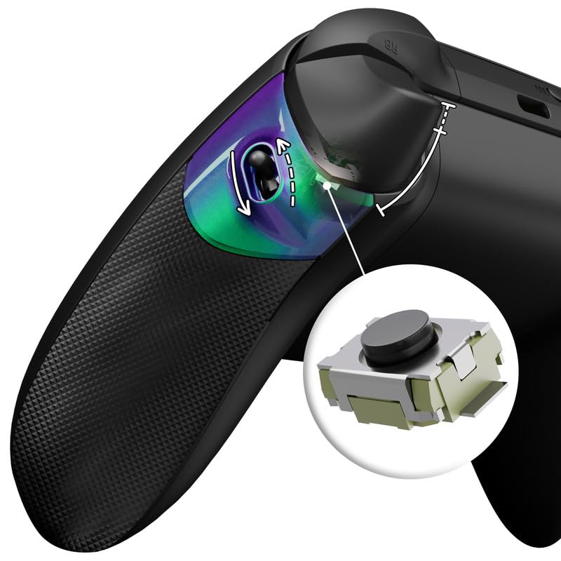 eXtremeRate Flexor Clicky Rubberized Side Rail Panels Button Stop Kit for Xbox Series X & S Controller  Ergonomic Handle Grips for Xbox Core Controller - Chameleon Green Purple