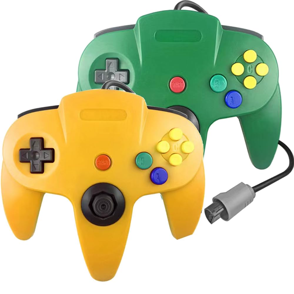 Tevodo N64 Controller  Upgraded Joystick Classic Wired Controller Compatible with N64 Console(Yellow and Green)